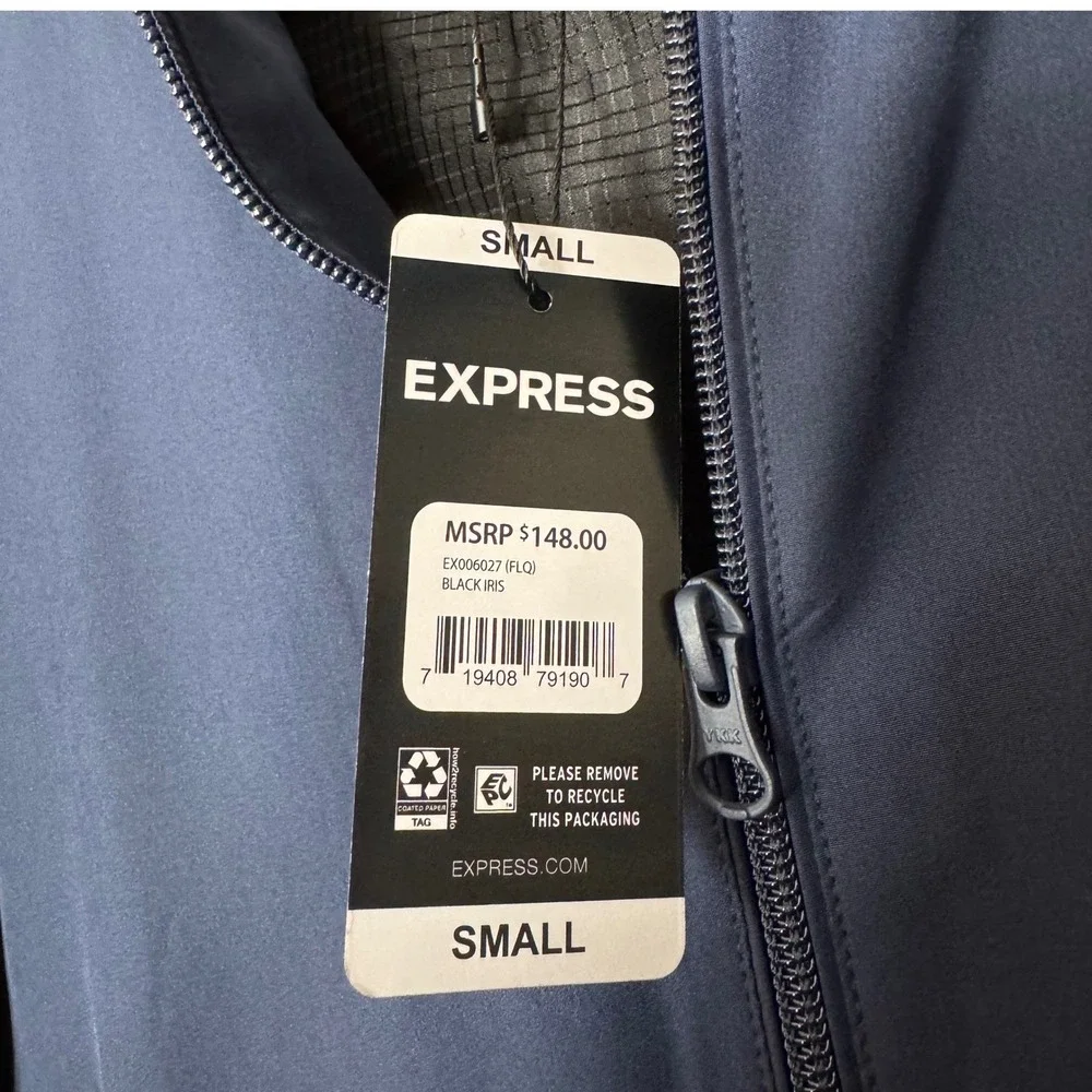 NWT Express Bomber Jacket Men Blue Zip S Outerwear Travel Lightweight Nautical